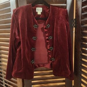 Women's Deep Red Velvet Blazer